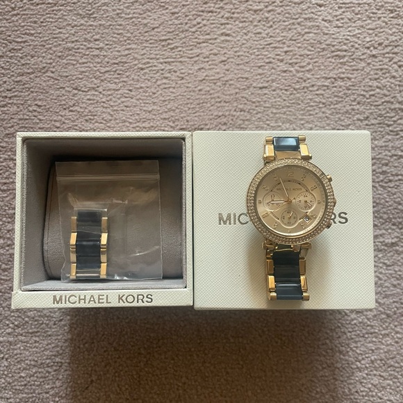 Michael Kors blue and gold rhinestone watch - Picture 2 of 5